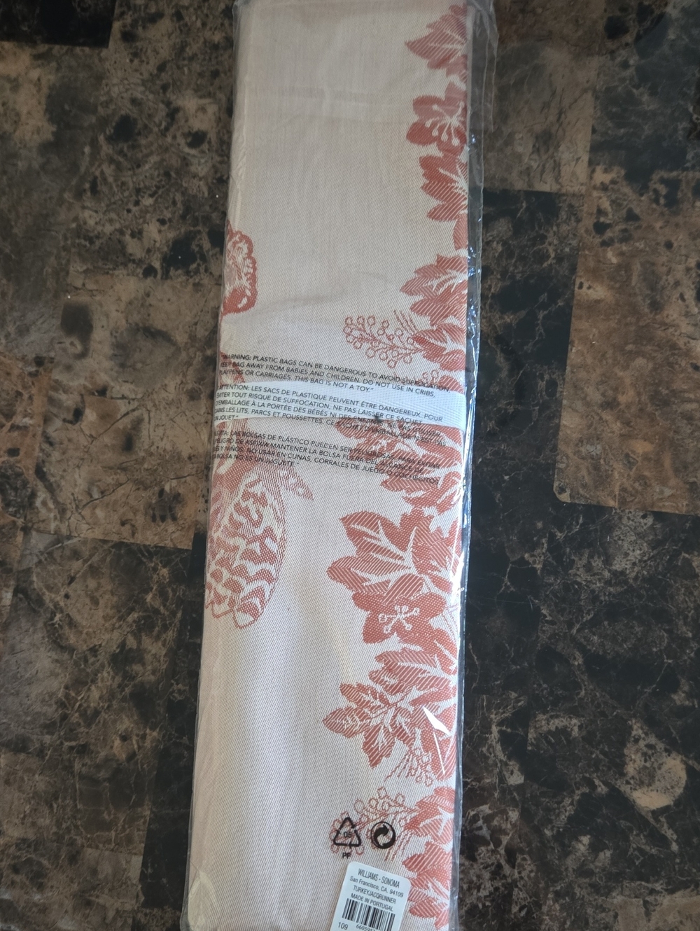 Williams Sonoma Fall Jacquard Table Runner and Napkins - Rust Floral - Picture 3 of 5
